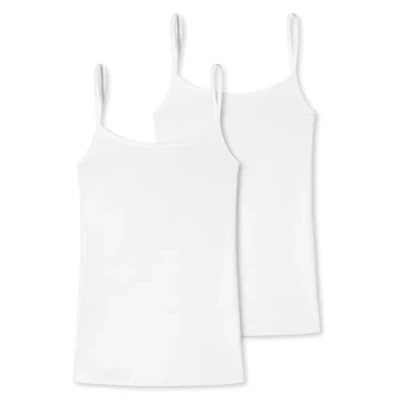Image of Schiesser Women&#039;s Pack of 2 Spaghetti Tops Underwear, White, XXXL