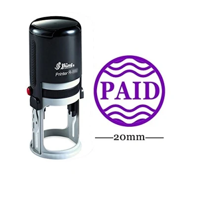 Image of Printtoo Paid Round Self Inking Office Stationary Stamp Personalized Custom Shiny 20mm Rubber