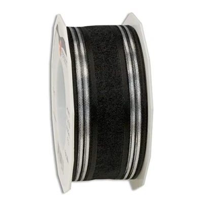 Image of Präsent Palma Mourning Ribbon Black Silver 40 mm Width, 20 m Length
