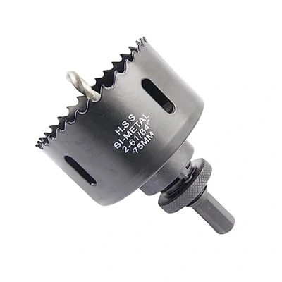Image of 2.95inch Hole Saw, LAIWEI 75mm Cutter with A2 Heavy Duty Mandrel, 4341 Drill Bit,Cutting Depth 38mm,for Drilling Holes in Wood, Aluminium Profiles, PVC and Metal Pipes (2 15/16&quot;)