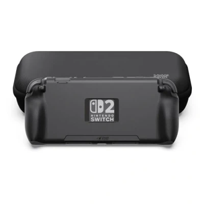 Image of Savage Raven by Skull &amp; Co. StandGrip Bundle for Nintendo Switch 2: Protective Case with Textured Grips Full Protection, Shock Absorption Non Slip and Anti Scratch Cover (with Carrying Case) Black
