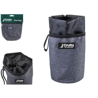Image of Crufts Treat Bag Grey Black Colour Nylon Dog Training Pouch (10cm X 10cm 15cm) Perfect for On the go Pet Rewards 1 Pc
