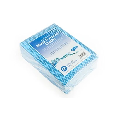 Image of Pack of 50 x Antibacterial Multi Purpose Cleaning Cloth Red / Yellow Green Blue Medium Sized by WE CAN Source IT (Blue)