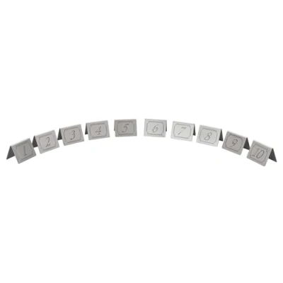 Image of Stainless Steel Table Numbers Set (1 10) with Bold Black Text Ideal for Restaurants and Bars
