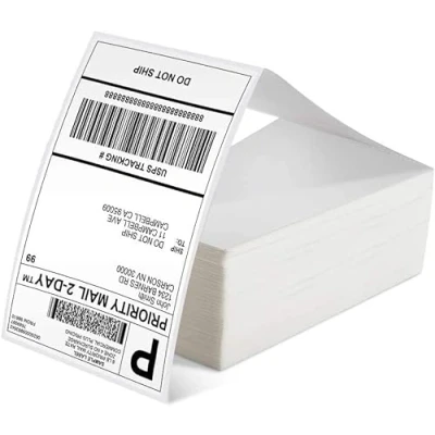 Image of Phomemo Thermal Labels 4x6 Label Roll for Printer, Phomeom Shipping Etsy, Shopify, Ebay, Royal Mail, FedEx, UPS, Pack of 500, 4x6&#039;&#039; White 500/Roll