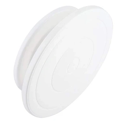Image of Cake Decorating Turntable Rotating Revolving Stand Pastry Baking Decoration Tool Set for Christmas Birthday Wedding Tiered Cake(White)