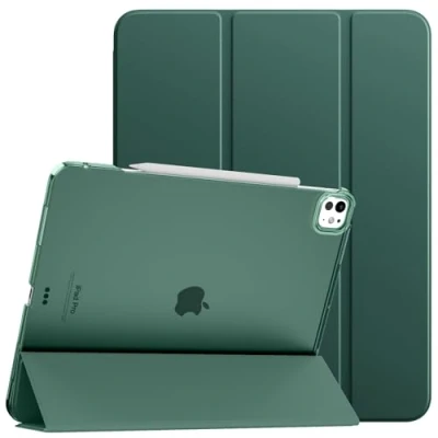 Image of TiMOVO for iPad Pro 13 Inch Case M4 2024, Slim Stand Cover 7th Generation, Smart Shell with Translucent Back, Supports Pencil and Pencil(USB C) Midnight Green