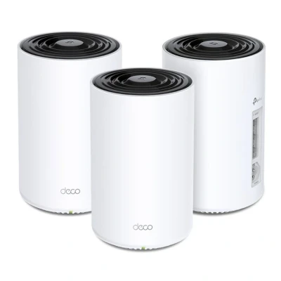 Image of TP Link Deco PX50 V1 Wi Fi System (3 Routers) Up to 6, 500 Sq.Ft Mesh GigE, G.hn 6 Dual Band