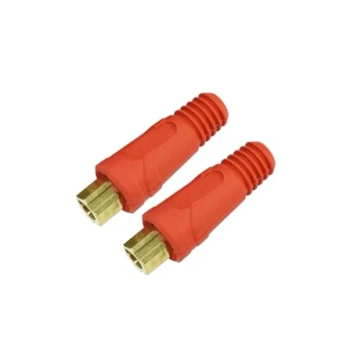 Image of RIVERWELD TIG Welding Cable Panel Connector Plug EDKL35 50 315Amp Dinse Quick Fitting Red Color Pack of 2