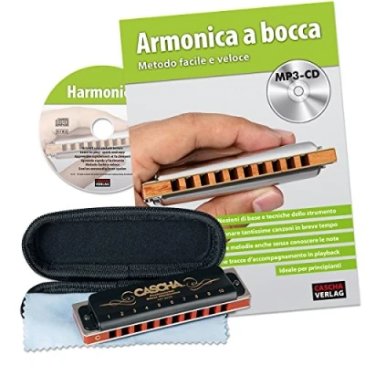 Image of CASCHA HH 1610 IT Professional Blues Harmonica Set with Italian Instructional Book Plus MP3 CD