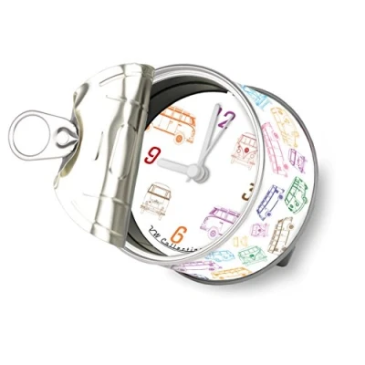 Image of BRISA VW Collection Volkswagen Table Clock, Magnet MyClock also customizable, Photo Gift in T1 Bus, Beetle, GTI Design (Silhouette/White)