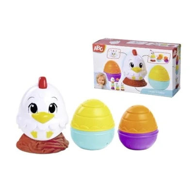 Image of Simba 104010184 ABC Stacking Chicken, Roly Poly Chicken with Eggs for Stacking, Nesting Matryoshka, Nest Support, 11 cm, from 12 Months