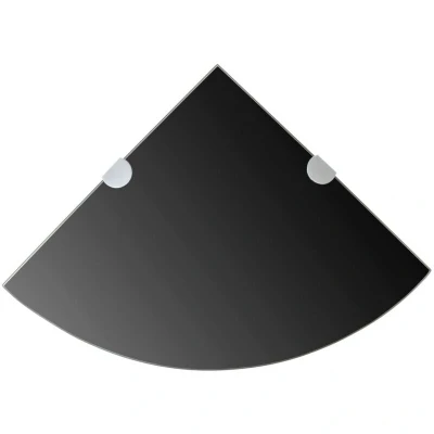 Image of vidaXL Corner Shelf with Chrome Supports Glass Black 25x25 cm