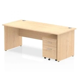 Image of Impulse 1800x800 Desk Maple Top Panel Leg+ Mobile Ped