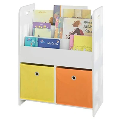Image of SoBuy® KMB27 W, Children Kids Bookcase Book Shelf Storage Display Rack Organizer Holder with Fabric Drawers