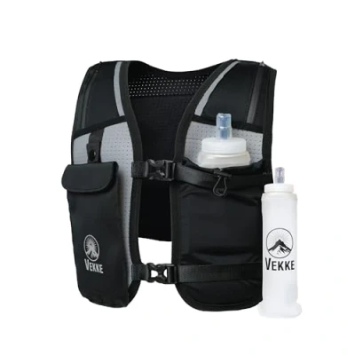 Image of VEKKE Vest Running Reflective Hydration Waterproof Foldable Phone Holder Adjustable Waistband Water Bottle Lightweight Storage Pockets for Accessories Unisex