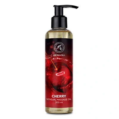Image of Sensual Cherry Massage Oil 200 ml Body with Almond Grape Seed Edible Flavour Natural Kissable for Couples Love