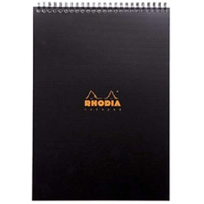 Image of RHODIA 19920C Spiral Notebook (Full Bound) Notepad Black A4 Small Tiles 80 Detachable Sheets Clairefontaine Paper 90g Polypro Cover (Plastic) Rhodiactive