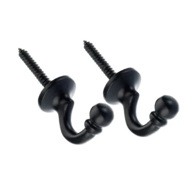 Image of Swish Ball Metal Curtain Tie Back Hooks, Black, Medium, Pair