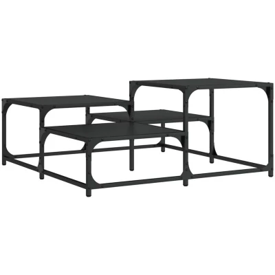 Image of vidaXL Coffee Table Black 87.5x87.5x40 cm Engineered Wood