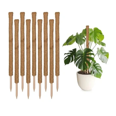 Image of Relaxdays Coconut Sticks in Set of 10, Flexible Plant Rods, for Monstera, Ivy and more, 90 cm Long, Coir Fibre, Natural, Jute, x 4