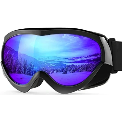 Image of OutdoorMaster Kids Ski Goggles Helmet Compatible Snow for Boys &amp; Girls with 100% UV Protection (Color pattern Frame + VLT 13% Grey Lens Full REVO Gold)