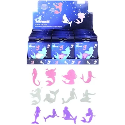 Image of Henbrandt 12x Glow In Dark Wall Stickers Pink Purple White Mermaids Girls Childrens Kids Bedroom Ceiling Art