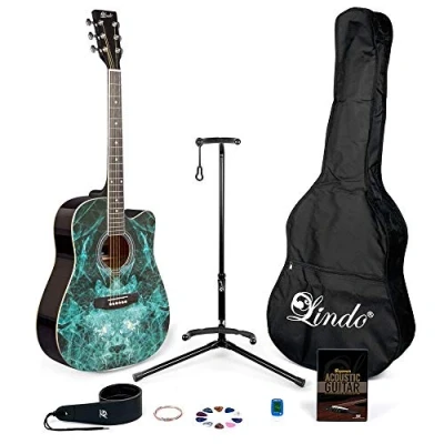 Image of Lindo Blue Fractal Apprentice Series &amp; Full Accessory Pack (Gig bag, stand, strings, strap, 10 plectrums, DVD, clip on tuner)