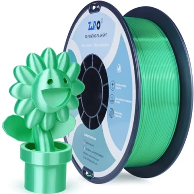 Image of ZIRO PLA Silk Filament 1.75mm, 3D Printer Silky Series 1.75mm 1KG(2.2lbs), Dimensional Accuracy +/ 0.03mm, Green