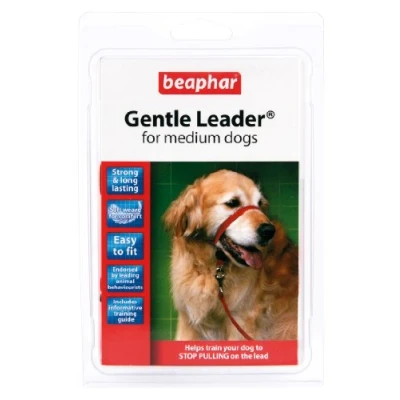 Image of BEAPHAR GENTLE LEADER FOR MEDIUM DOGS, M SIZE, RED COLOUR LEAD