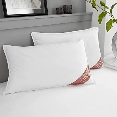 Image of Artistic Fashionista Limited Hotel Quality Soft Duck Feather &amp; Down Pillows 2 Pack, Comfy Breathable Medium Firm Support Bed Pillows, White, 50x70 Cm