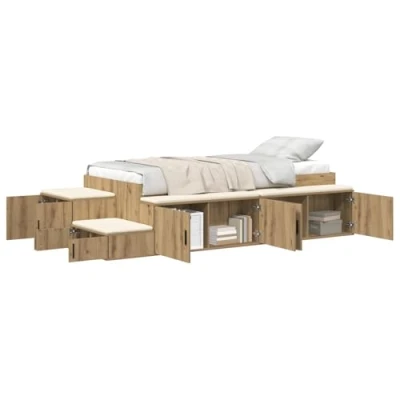 Image of vidaXL Storage Bed Frame Artisan Oak 80x200 cm