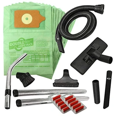 Image of Spares2go Complete Wet &amp; Dry 2.5m Hoover Hose, Rods, Floor Mini Tool Kit for Numatic Henry Hetty etc Vacuum Cleaners (+ 10 Bags + Fresheners)