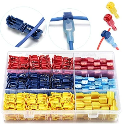 Image of VISSQH 120Pcs T Tap Electrical Connectors,Quick Splice Wire Terminals, Connectors, with Nylon Fully Insulated Male Spade Quick Disconnects Kit (Yellow, Red and Blue)