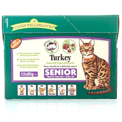 Image of Monster Pet Supplies James Wellbeloved Cat Turkey Senior Pouches, Chicken, 1.02 kg