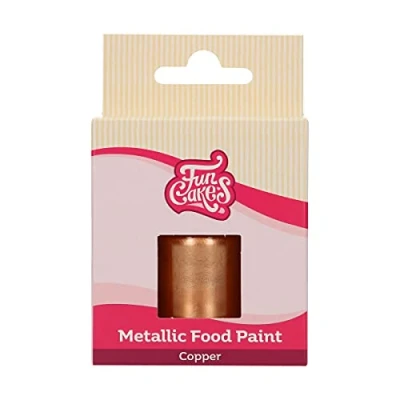 Image of FunCakes Metallic Food Paint Copper: Create Effects on Fondant, Marzipan, Gum Paste, Royal Icing, Cookies. 100% Edible Paint, Halal, Suitable for Vegetarians and Vegans. 30 ml.