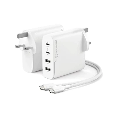 Image of ALOGIC 100W 4 Port PD USB C Wall Charger with GaN Fast Tech, 2 C, A, Dynamic Power allocation, delivery 3.0 charger, Compatible most Laptops, Smartphones, etc.