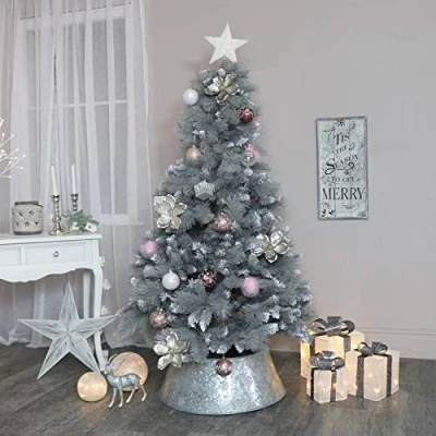 Image of Melody Maison Large Grey &amp; Silver Tipped Christmas Tree 6ft