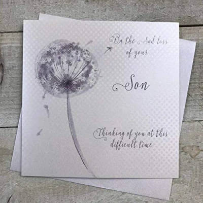 Image of WHITE COTTON CARDS VN98 S Sympathy Handmade Card Loss of Son, whitegrey, 16cm x