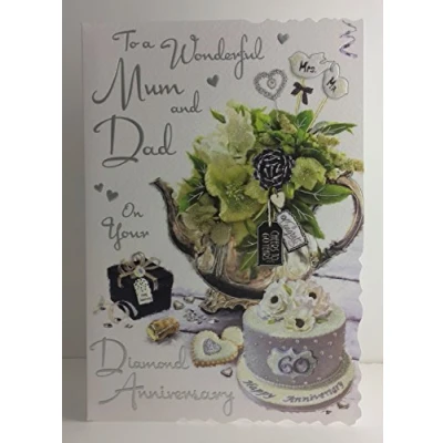 Image of Jonny Javelin Wonderful Mum And Dad Diamond Anniversary Wishes Card