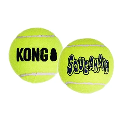 Image of KONG Squeakair Balls Dog Toy Premium Squeak Tennis Balls, Gentle on Teethls For X Small Dogs (3 Pack)