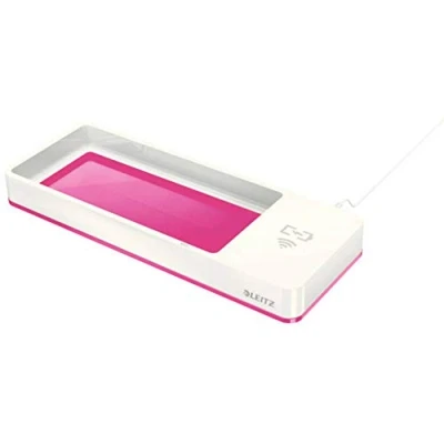 Image of Leitz TS 120559 Wow Desk Organiser with Inductive Charger, Pink