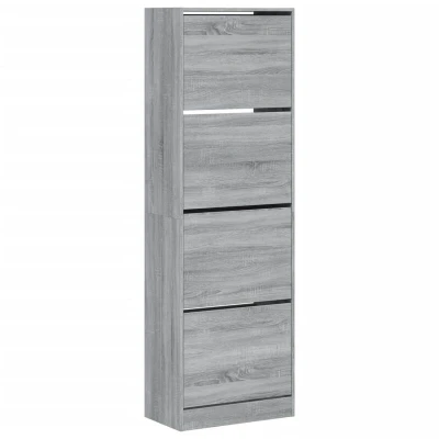 Image of vidaXL Shoe Cabinet with 4 Flip Drawers Grey Sonoma 60x34x187.5 cm