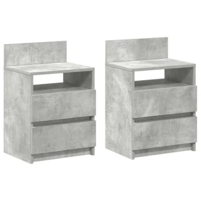 Image of vidaXL bedside cabinets 2 nightstands with drawers, concrete grey, engineered wood, bedroom furniture 40x33x60 cm