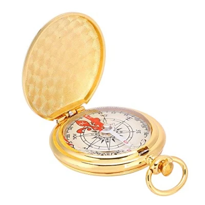Image of Alomejor Brass Compass Pocket Watch Style Ring Camping Navigation Direction Tool for Outdoor Hiking and Emergencies