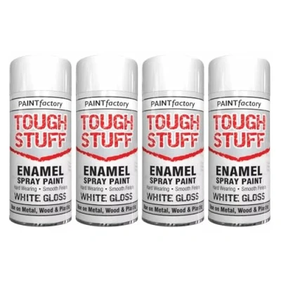 Image of PNJB All Purpose Enamel White Gloss Paint Spray, Durable and Long Lasting, Fast Drying, Aerosol Smooth Finish, Use on Metal, Wood &amp; Plastic,400ml (4PCS)