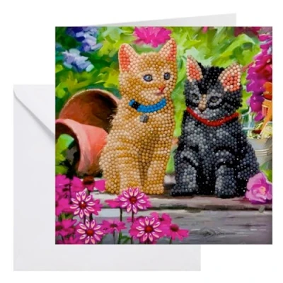 Image of Craft Buddy Crystal Art Cat Friends 18 x 18cm Card CCK A53