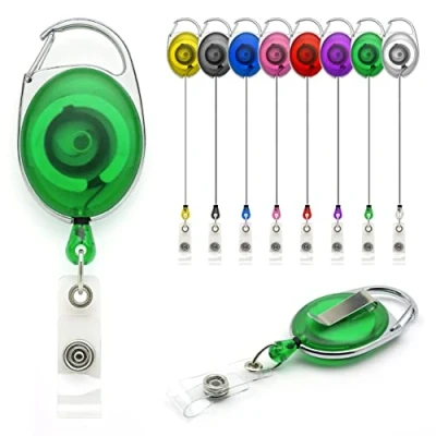 Image of YoYo Retractable Reel Holder Pack of 10 by Lanyards Tomorrow Extending extendable Ski ID Pass Badge Card Holders Work Access Control Carabiner with Metal Back Belt Clip Yo (Green)