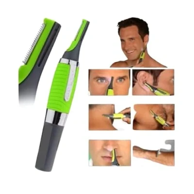 Image of Novaease Nose Trimmer All in One Facial Hair Ear Nasal Neck Eyebrows Sideburns for Men Unisex Clipper, Battery Powered, with LED Light, Included Green