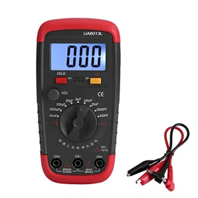 Image of Digital Capacitance Meter 0.1pF 20000uF with LCD Backlight and Safety Jacket Max 1999 Display